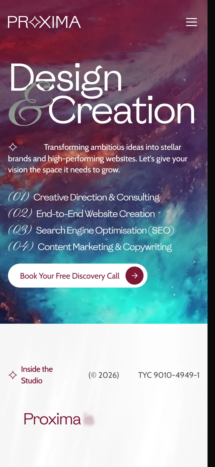 The Proxima site shown on a mobile phone
