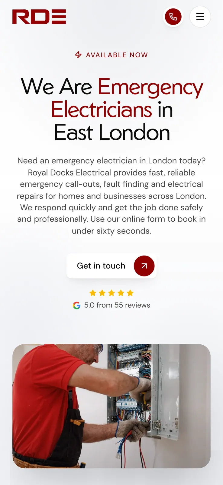 The Royal Docks Electrical concept shown on a mobile phone