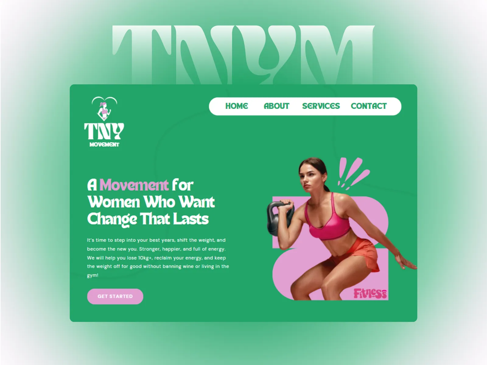 An alternate TNYM hero in green, A Movement for Women Who Want Change That Lasts